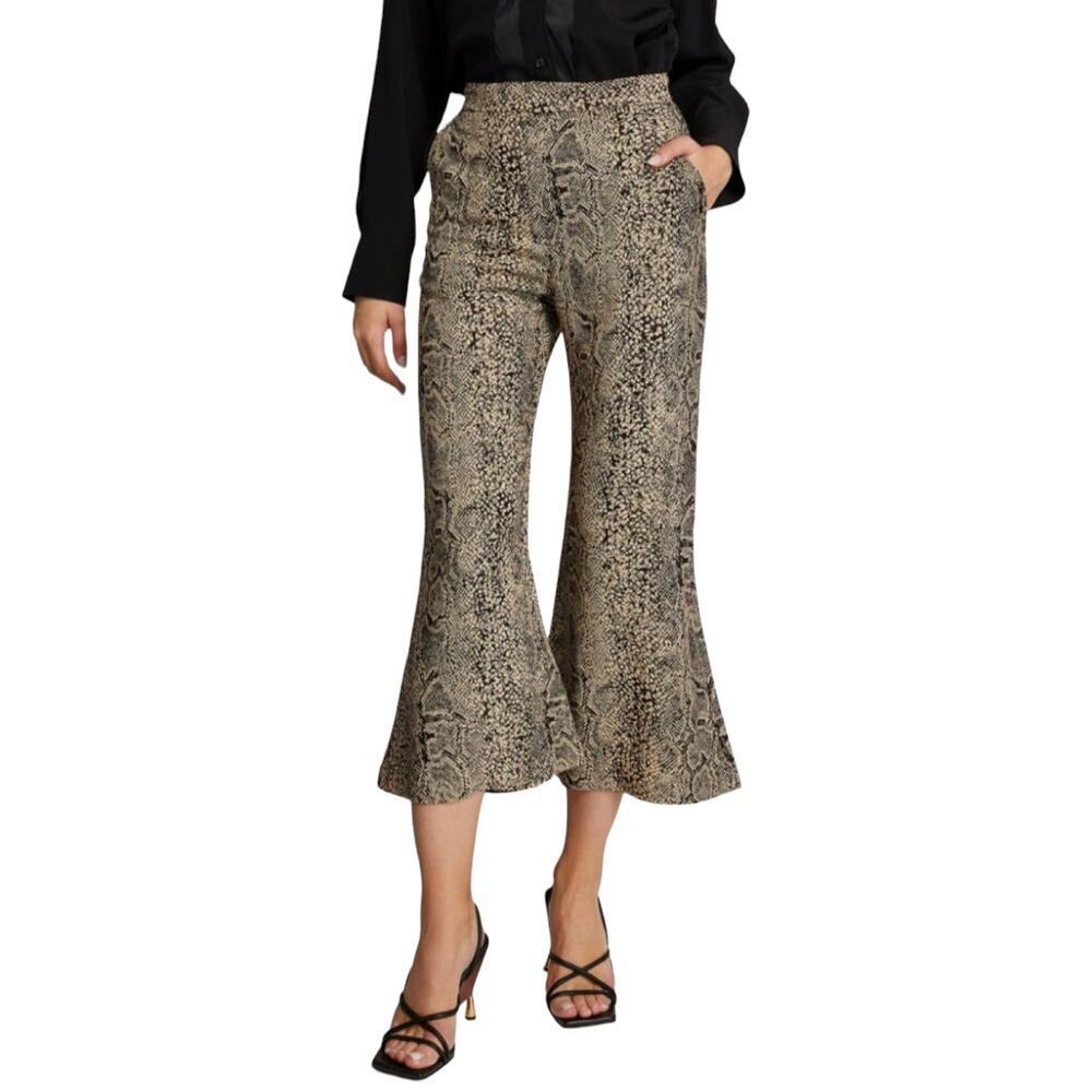 Snakeskin Jacquard High Rise Flare Crop Pants Statement‎ Trousers IT 38 / US 2